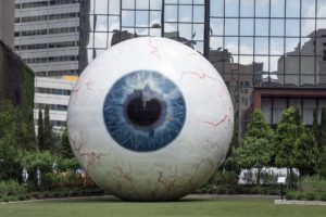 The giant eye sculpture in Dallas.
